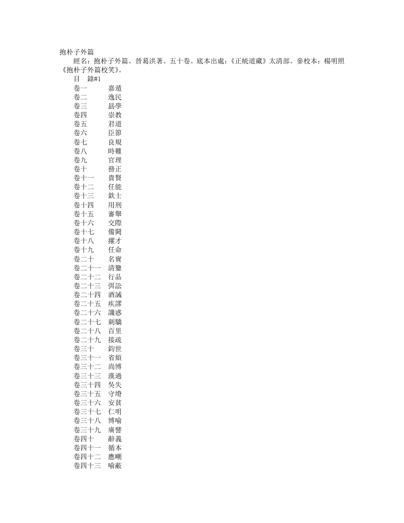 正统道藏太清部-抱朴子外篇-晋-葛洪 – 电子书下载