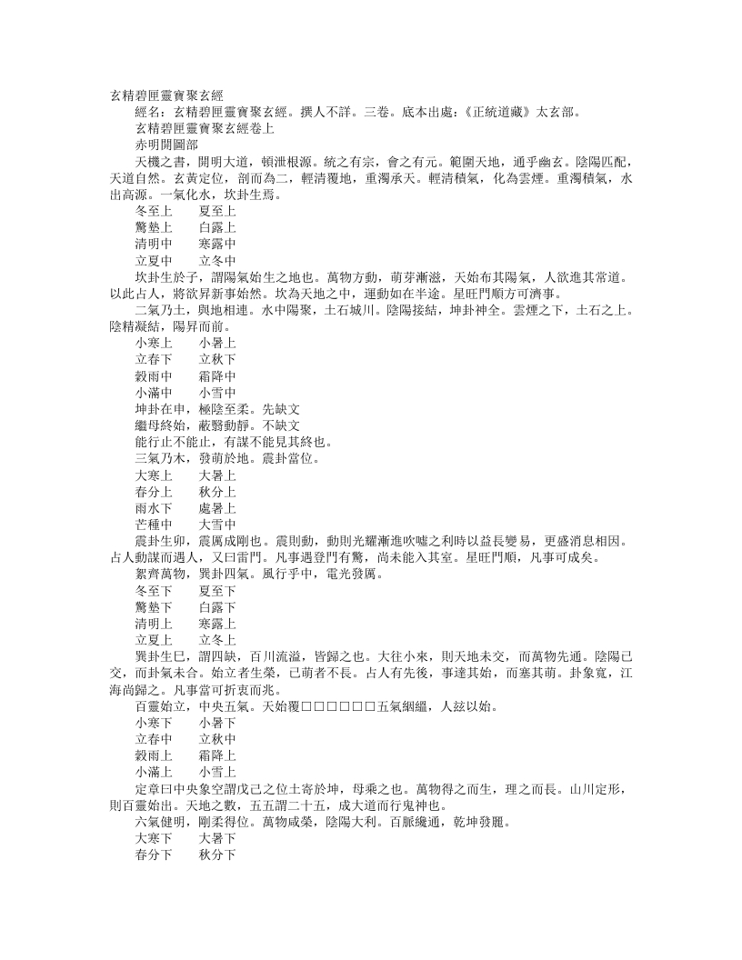 正统道藏太玄部-玄精碧匣灵宝聚玄经 – 电子书下载