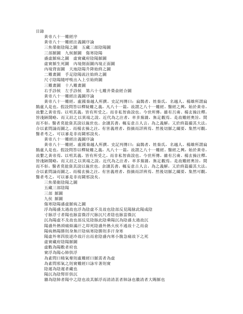 正统道藏太玄部-黄帝八十一难经注义图序论– – 电子书下载