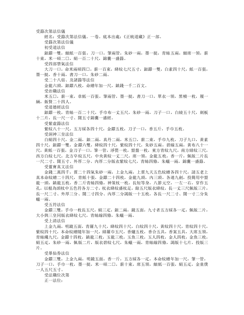 正统道藏正一部-受箓次第法信仪-梁-张辩 – 电子书下载