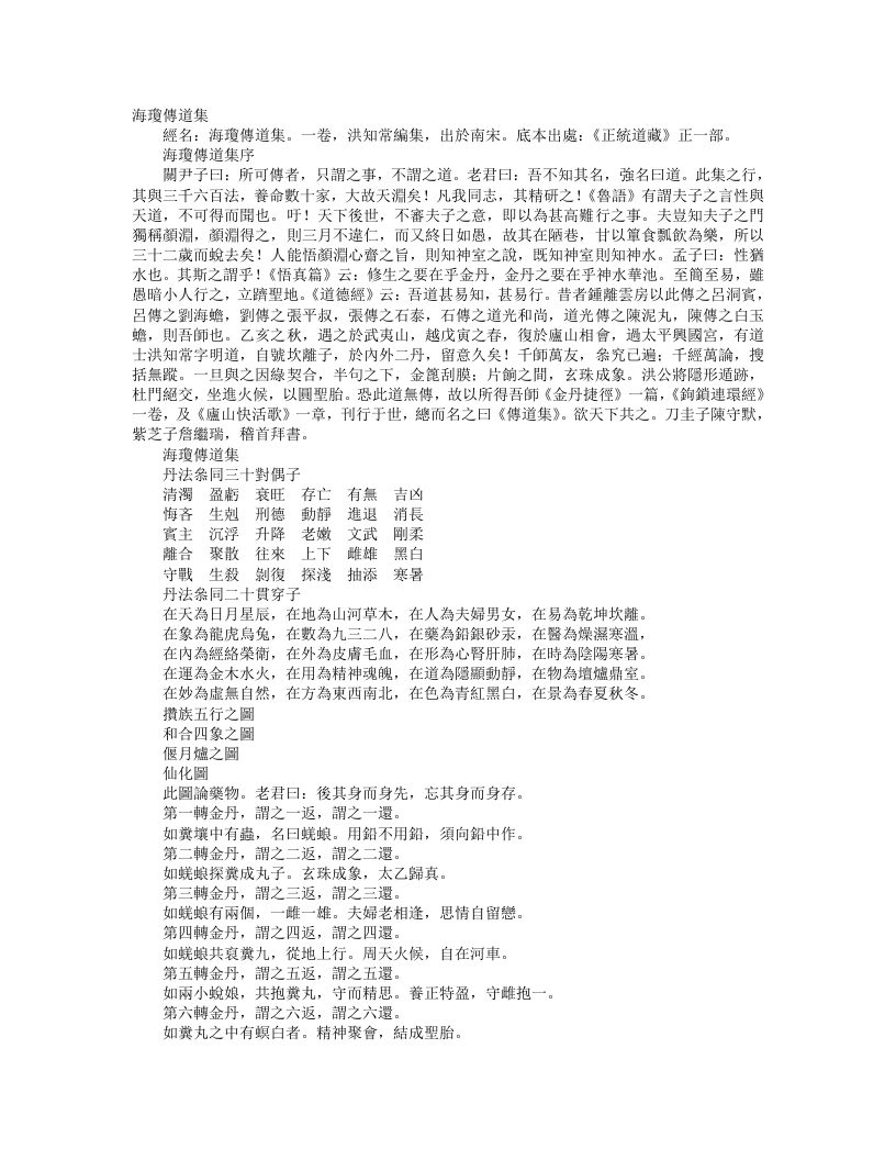 正统道藏正一部-海琼传道集-宋-洪知常 – 电子书下载