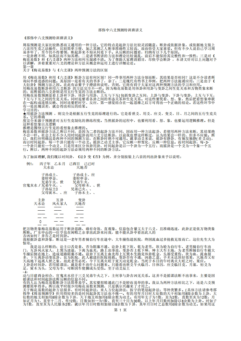 邵伟中_六爻预测特训班讲义15页 – 电子书下载